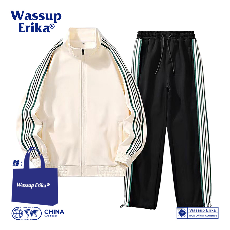 WASSUP Casual Sports Set Men's Loose Couple Versatile Spring and Autumn Sweater Coat Trendy Brand Women's Sportswear