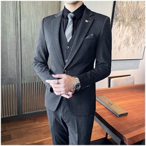  Suit suit mens Korean slim British style three-piece suit mens business formal dress Groom companion handsome wedding dress
