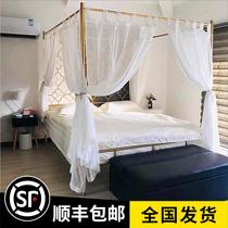 Wrought iron double bed 1 8 1 5 meters Nordic modern ins net celebrity bed Household bed and breakfast iron frame bed Golden single bed