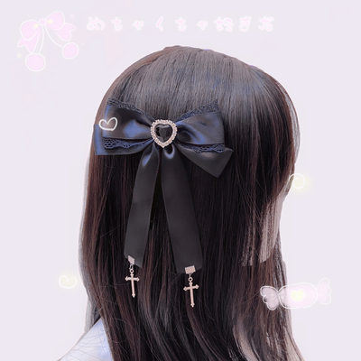 taobao agent Land -produced loving crosses sweet and cool sub -lace bow hair accessories lolita hair accessories