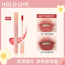HOLD LIVE small powder stick Water Light Lip Glaze Clear Water chestnut milk jelly red wine color glass lip honey