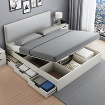 Nordic air pressure high box bed storage bed 1 8 meters modern simple small apartment box bed storage bed 1 5 plate bed