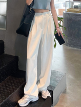 White Broadlegged Pants Woman 2022 Summer new high waist pituitary drag Long pants loose slim fit straight cylinder Westernpants