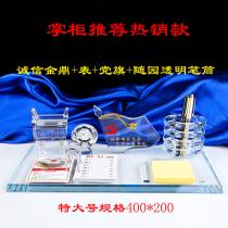 2021 Crystal calendar stand custom leadership office high-end desktop calendar pen holder ornaments business gifts