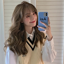 Wig female long hair net red big wave simulation long curly hair summer Korean style fluffy air bangs natural full head cover style