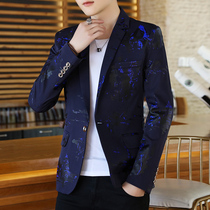 Mens casual small suit 2021 Spring and Autumn new printing Korean version handsome slim trend coat suit jacket