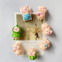 A set of 7 new ins cute summer watermelon piggy magnetic stickers refrigerator stickers whiteboard fixed photo wall tiles