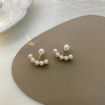 Simple temperament pearl earrings female 925 silver needle Korean high-end sweet net red temperament wild earrings jewelry