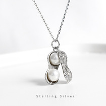 s925 Silver Pearl Peanut Necklace Cranes Korean Simple Temperament Creative Women Peanuts choker Fashion Jewelry