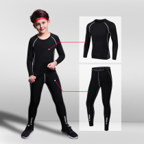 Childrens tights training suit mens quick-drying base plus velvet Primary School Basketball Football running fitness two-piece suit