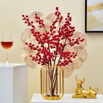 Fortune fruit simulation flower fake flower decoration red fruit Holly fruit lantern vase flower art living room decoration