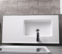 One-piece ceramic basin Table wash basin Left basin basin 50 wide flat surface bathroom semi-embedded wash single basin