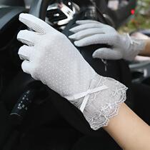 Sun protection gloves Womens thin section Anti-ultraviolet driving riding non-slip breathable summer pure cotton touch screen outdoor spring and autumn