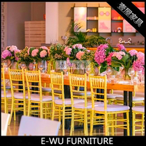 Theme restaurant chair birthday party party party arrangement creative dining chair yellow custom solid wood bamboo chair