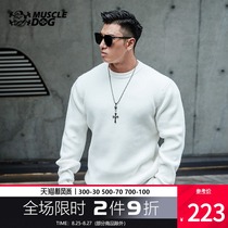  Muscle dog tide brand autumn and winter simple loose round neck long sleeve thick line pullover casual retro knitted sweater men