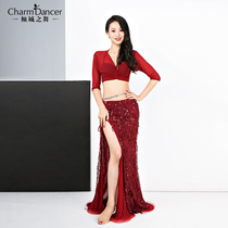 Qingcheng dance new belly dance practice costume sequin tassel simple performance dance suit ZM234