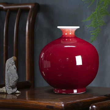 4F 中国名陶 景徳鎮製 郎窯紅（赤釉）花瓶 骨董 古美術品 花瓶 花器 郎窑红釉陶瓷花瓶-郎窑红釉陶瓷花瓶促销价格、郎窑红釉陶瓷花瓶品牌- 淘宝
