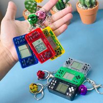  Mini Tetris game machine Handheld minicomputer keychain nostalgic creative puzzle old-fashioned toy pendant