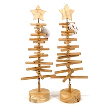 Desktop mini luminous ornaments solid wooden wooden strip lighting Christmas tree festival creative decoration pendant home setting