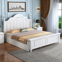 Solid wood bed 1 8m wedding bed Home master bedroom European double bed Modern minimalist 1 5m rental room single king bed
