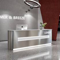 Stainless steel cashier Simple modern light luxury small clothing barber milk tea shop bar counter Company front desk reception desk