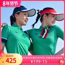 Golf clothes womens new slim slim two ways to wear green lapel sports T-shirt polo shirt top