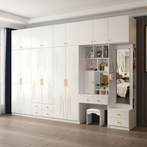 Environmental protection combination wardrobe small family with dressing table household bedroom flat modern simple solid wood wardrobe top cabinet