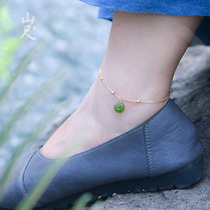 Ping An Hetian jade Jasper Ping An buckle anklet female 925 sterling silver does not fade jade 2021 new trend net red