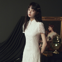 Cheongsam Chinese wedding dress improved retro long temperament elegant banquet evening dress female light wedding Chinese style