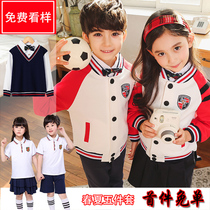Kindergarten yuan fu spring or autumn or winter or summer suit students uniforms class uniform children cotton set three-piece British style