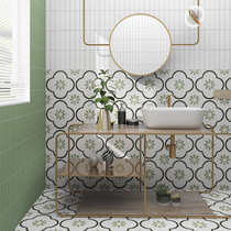 Nordic green hipster tile balcony entrance tile kitchen flower slice bathroom wall tile toilet tile non-slip