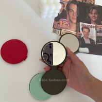 RKia explosion-style small mirror female portable round cute folding mirror will hold pu leather fall not rotten makeup artifact