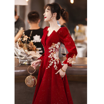 Pregnant women toast bride 2021 new winter red usually can wear back door wedding casual dress women