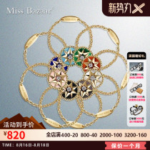  Retro eight-pointed star compass rose diamond chain ring Diamond ring 18k gold ring Gold tail ring adjustable double-sided use