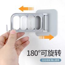 Multifunctional invisible hook foldable four-hole clothes rack free from punching and containing deviner no-mark powerful wall adhesive hook