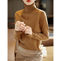 High stretch close-fitting pure wool sweater womens 2021 autumn and winter New temperament slim slim bottoming turtleneck sweater