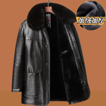 Middle - aged mans coat coat plus thicker winter clothing warm 50 - year - old 60 father 70 grandfather PU jacket