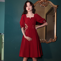 Pregnant woman toast to the bride Summer usually can be worn with a small taller waist cover tummy back door gown Embroidery Short