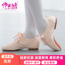 Low-top jazz shoes dance shoes soft-soled practice shoes womens mens black lace-up canvas childrens adult jazz boots