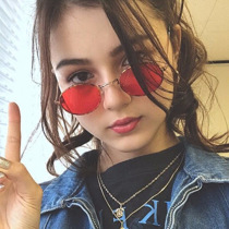 2019 New trend retro fashion men and women sunglasses classic metal oval sun glasses hip hop European and American glasses