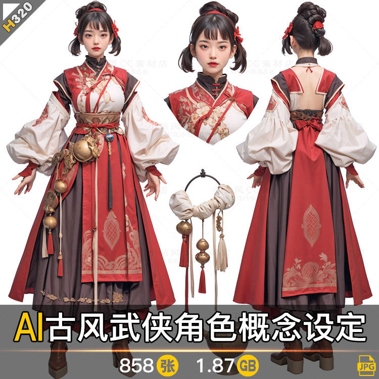 AI古风武侠角色插画素材,国风人物设计太惊艳!_ai游戏_淘宝游戏网
