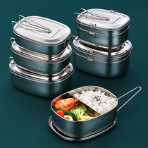 304 stainless steel lunch box oval with cover adult student cafeteria lunch box steamed rice with meal box