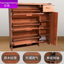 Simple modern Chinese style solid wood color shoe cabinet Ultra-thin dump large capacity shoe rack Easy assembly 17cm foyer cabinet