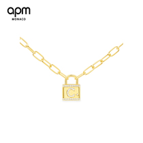 (Tanabata new product)APM Monaco gold letter love lock necklace Summer light luxury clavicle chain gift