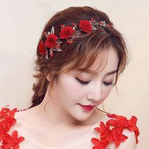 Chinese bride headdress Xiuhe clothing New Red New toast clothing Chinese wedding three-piece Korean side clip