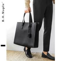 BOMaple Korean edition mens tote bag Business casual portable briefcase Large capacity hand carry shoulder messenger bag