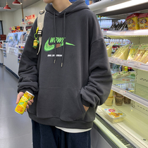 Hooded sweater mens spring and autumn ins tide brand retro loose student couple top Korean version of the trend lazy wind jacket