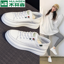 Mullinson leather small white shoes 2021 new womens shoes spring and autumn thick soled Joker board shoes casual single shoes