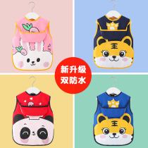 Childrens waterproof hood Apron Apron for men and women Baby eating surrounding pocket Sleeveless Pure Cotton Thin anti-wear Baby Dining Hood