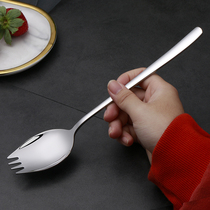 Stainless steel Western food dual-use fork spoon dormitory eat instant noodle spoon fork noodle salad fruit spoon fork one